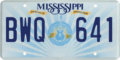 MS license plate BWQ641