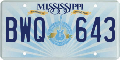 MS license plate BWQ643