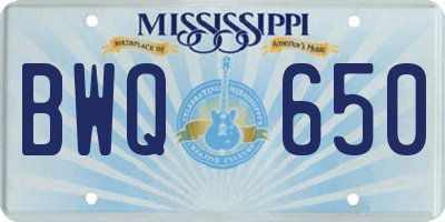 MS license plate BWQ650