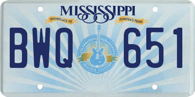 MS license plate BWQ651