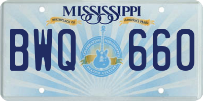 MS license plate BWQ660
