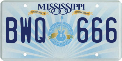 MS license plate BWQ666