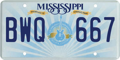 MS license plate BWQ667