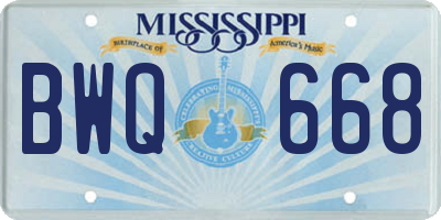 MS license plate BWQ668