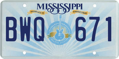 MS license plate BWQ671