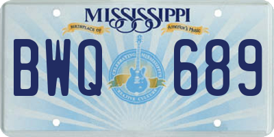 MS license plate BWQ689
