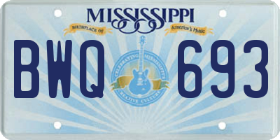 MS license plate BWQ693