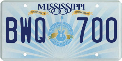 MS license plate BWQ700