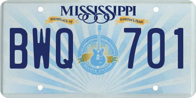 MS license plate BWQ701