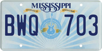 MS license plate BWQ703