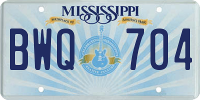 MS license plate BWQ704