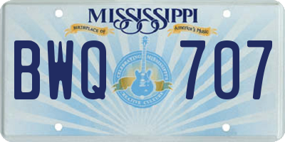 MS license plate BWQ707