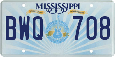 MS license plate BWQ708