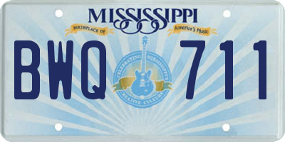 MS license plate BWQ711