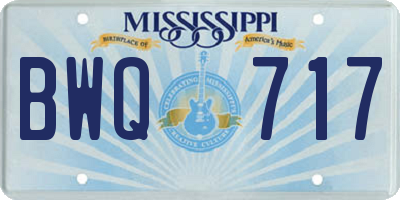 MS license plate BWQ717