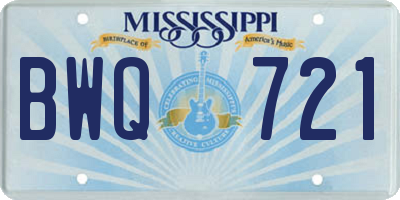 MS license plate BWQ721