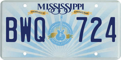 MS license plate BWQ724