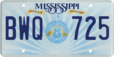 MS license plate BWQ725