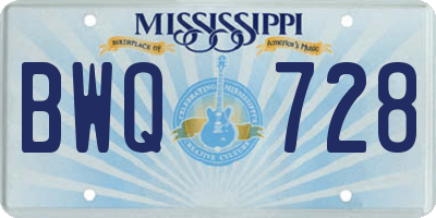 MS license plate BWQ728