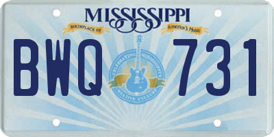 MS license plate BWQ731