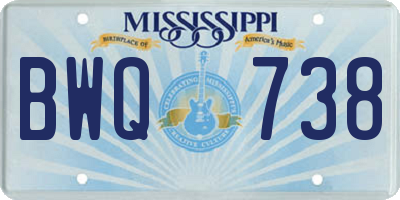 MS license plate BWQ738