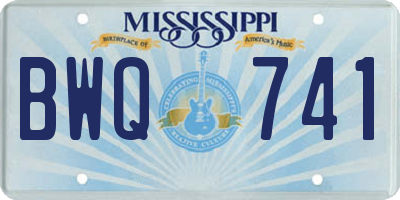 MS license plate BWQ741