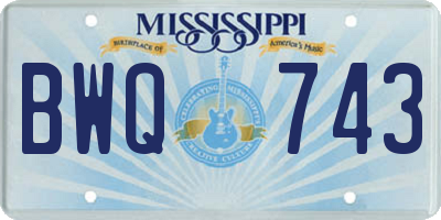 MS license plate BWQ743