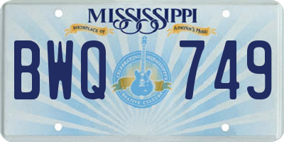 MS license plate BWQ749