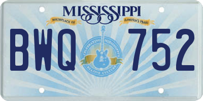 MS license plate BWQ752