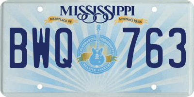 MS license plate BWQ763