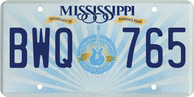 MS license plate BWQ765