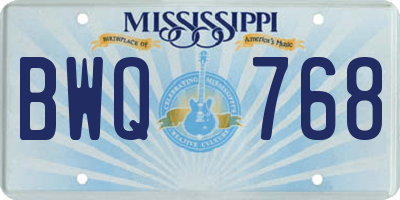MS license plate BWQ768