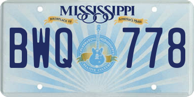 MS license plate BWQ778
