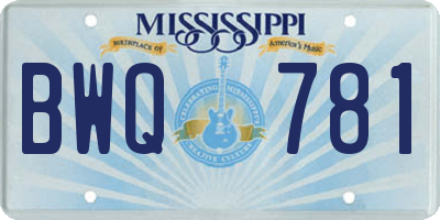 MS license plate BWQ781