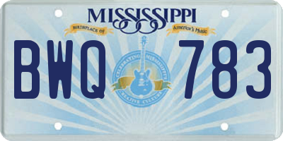 MS license plate BWQ783