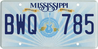 MS license plate BWQ785