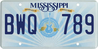 MS license plate BWQ789