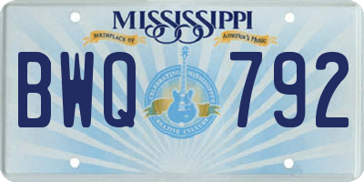 MS license plate BWQ792