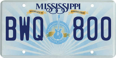 MS license plate BWQ800