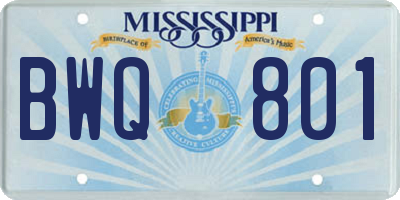 MS license plate BWQ801