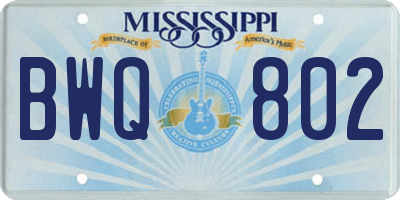 MS license plate BWQ802