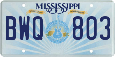 MS license plate BWQ803