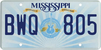 MS license plate BWQ805