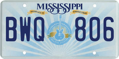 MS license plate BWQ806