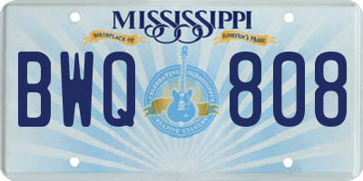 MS license plate BWQ808