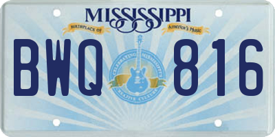 MS license plate BWQ816
