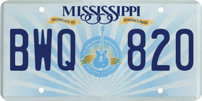 MS license plate BWQ820