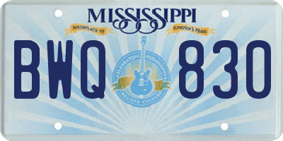 MS license plate BWQ830
