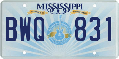 MS license plate BWQ831