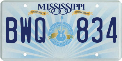 MS license plate BWQ834